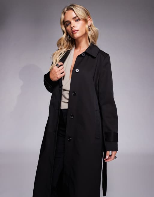Gabardina midi negro con cinturón y bolsillos de Forever New Petite, 2 de 4