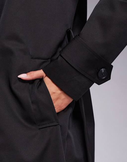 Gabardina midi negro con cinturón y bolsillos de Forever New Petite, 3 de 4