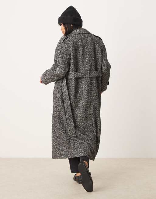 Gabardina monocromática con patrón de espiga y cinturón de Miss Selfridge Petite, 2 de 4