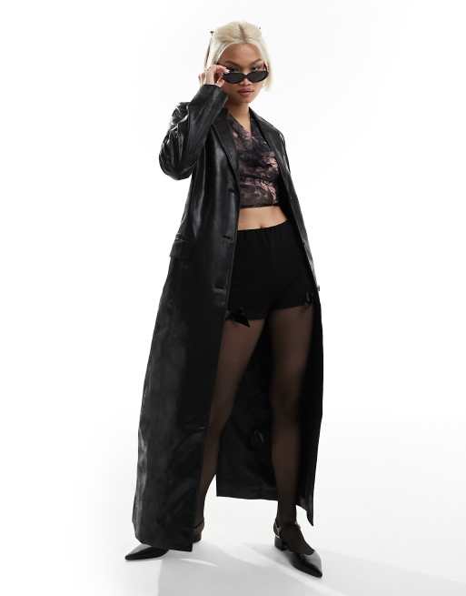 Gabardina negra de cuero sintético Nancy de Weekday
