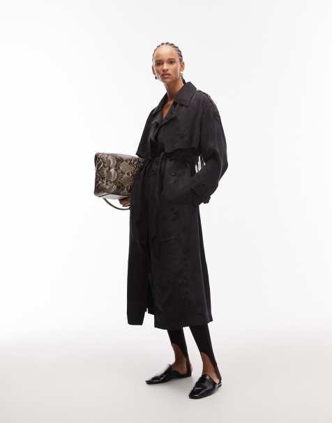 Gabardina negra ligera con cinturón Linnie de AllSaints - view 1