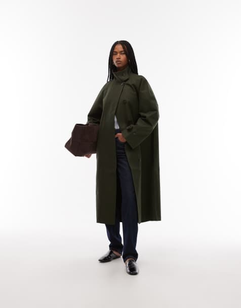 Gabardina semilarga verde de algodón encerado de ARKET - view 1