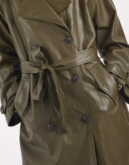 Gabardina verde oliva oscuro de efecto cuero de ASOS DESIGN, 3 de 4