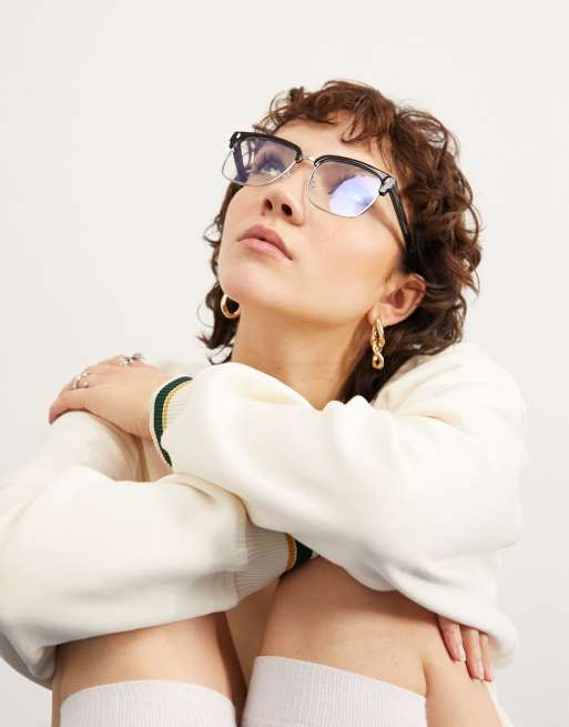Gafas de estilo retro con lentes transparentes con filtro de luz azul de ASOS DESIGN , 3 de 5