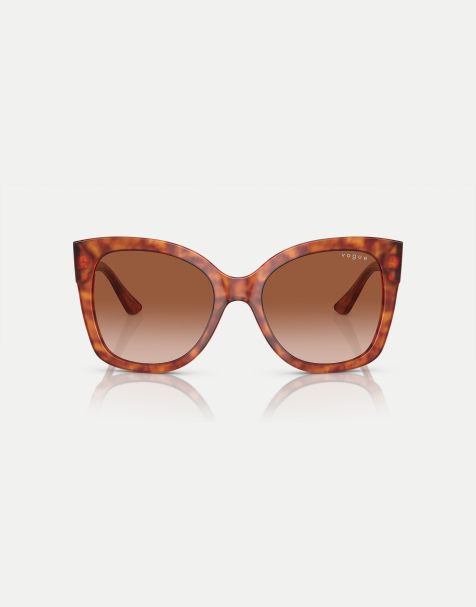 Gafas de sol amarillo efecto carey con montura rectangular y lentes marrones de Vogue Eyewear - view 1
