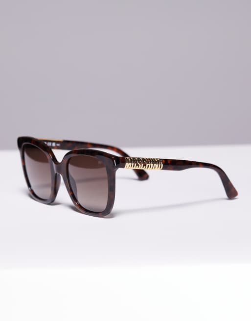 Gafas de sol amarillo Havana efecto carey cuadradas de Moschino  , 2 de 3