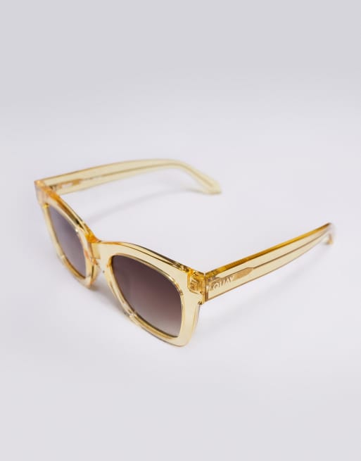 Gafas de sol amarillo pálido con montura cuadrada After Hours de Quay