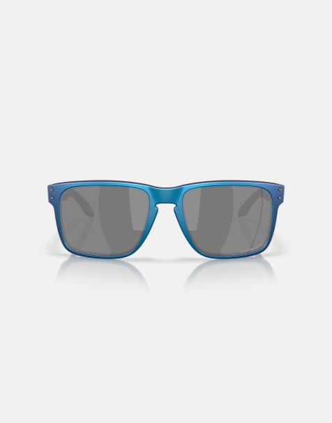 Gafas de sol azul cian mate y azul degradado cuadradas extragrandes con lentes negras efecto espejo polarizadas Holbrook™ de Oakley - view 1