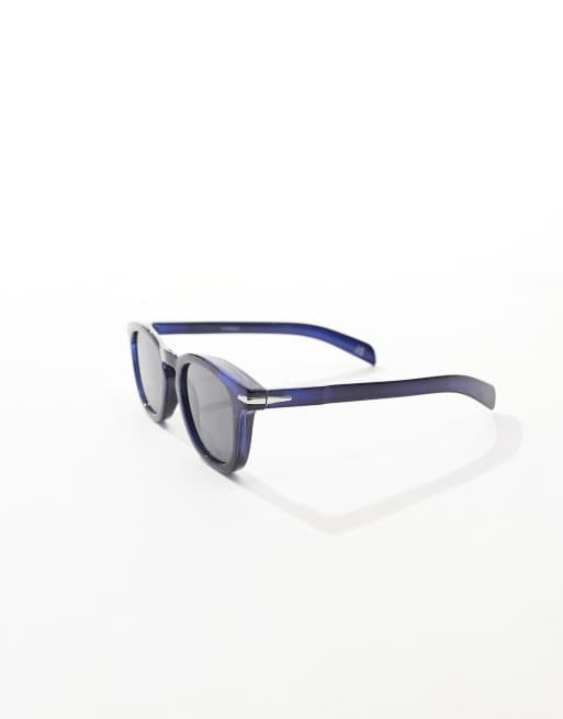 Gafas de sol azul marino cristalino redondeadas con lentes ahumadas de ASOS DESIGN , 3 de 3