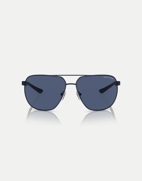 Gafas de sol azul mate con montura redondeada y lentes azules Ax2047s de Armani Exchange - view 1
