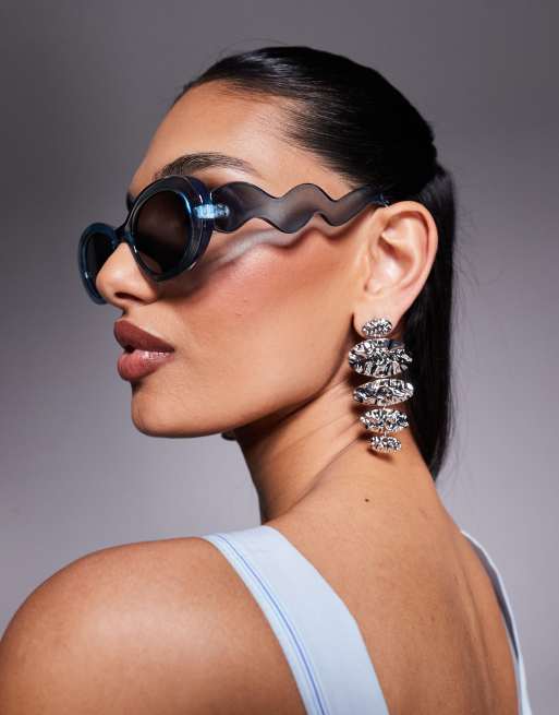 Gafas de sol azul medio ovaladas de River Island