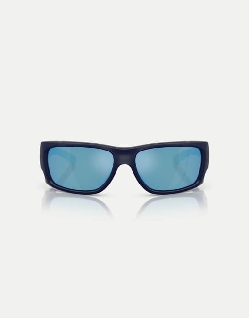 Gafas de sol azul oscuro mate y brillante rectangulares con lentes azules efecto espejo polarizadas Flipside de Arnette