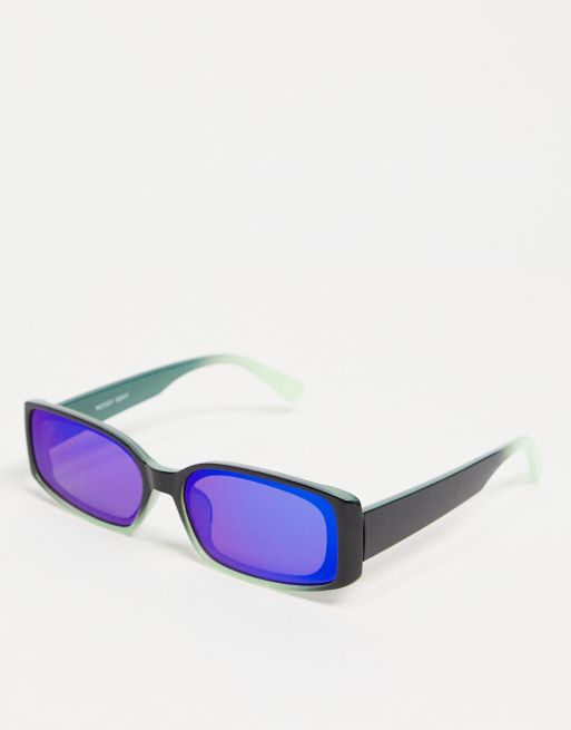 Gafas de sol azules con diseño degradado y montura rectangular de Noisy May
