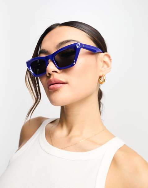 Gafas de sol azules y blancas rectangulares con estampado animal para  festivales Aire octans