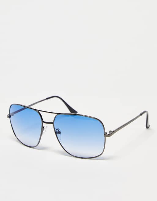 Gafas de sol azules de estilo aviador con diseño degradado y puente doble de SVNX