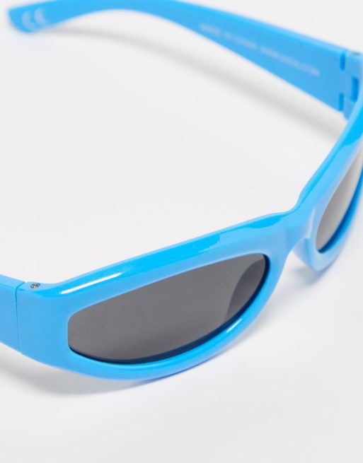 Gafas de sol azules de aviador envolventes con detalle de ASOS |