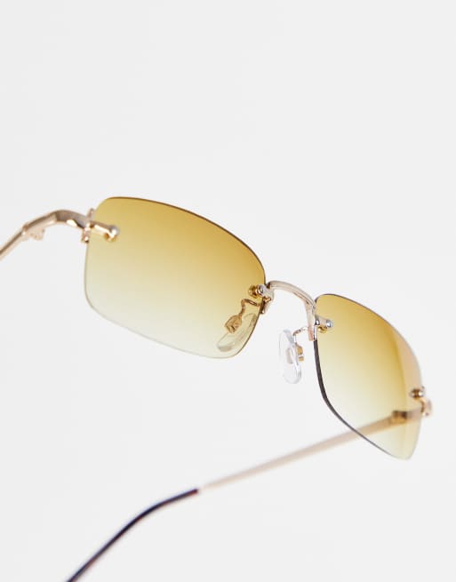 Gafas de sol beis cuadradas con lentes tintados de estilo años 90 de Pieces, 2 de 4