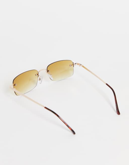 Gafas de sol beis cuadradas con lentes tintados de estilo años 90 de Pieces, 3 de 4