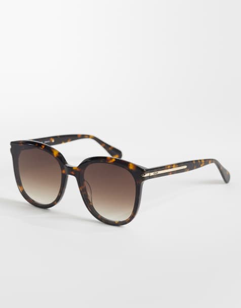 Gafas de sol beis efecto carey grandes redondas con lentes marrones degradadas Rent Free de Quay - view 1