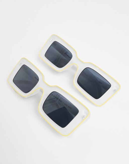 Gafas de sol blancas con montura cuadrada extragrande para festivales de AJ Morgan, 2 de 4