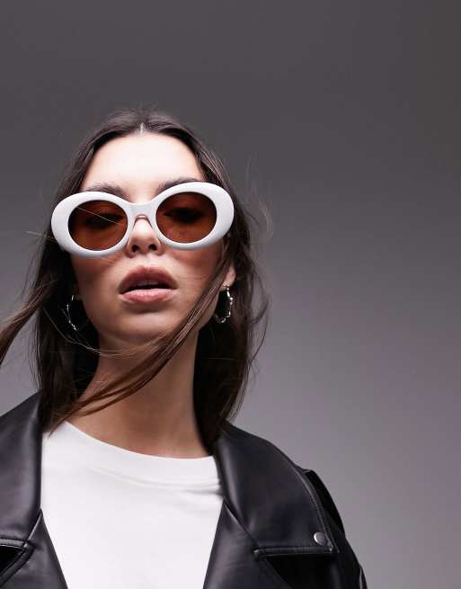 Gafas de sol blancas con montura redondeada extragrande Peony de Topshop