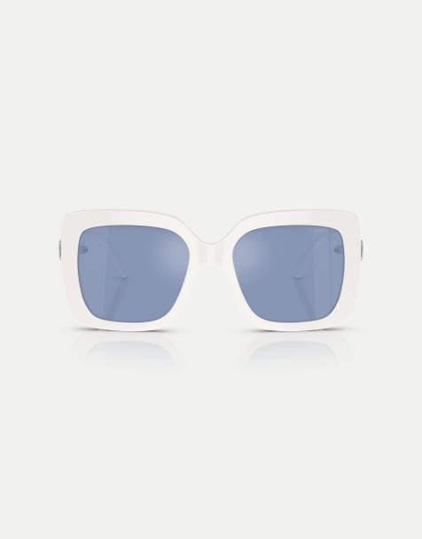 Gafas de sol blancas cuadradas con lentes azules efecto espejo SK6001 de Swarovski - view 1