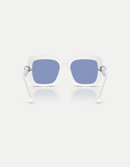 Gafas de sol blancas cuadradas con lentes azules efecto espejo SK6001 de Swarovski, 2 de 3
