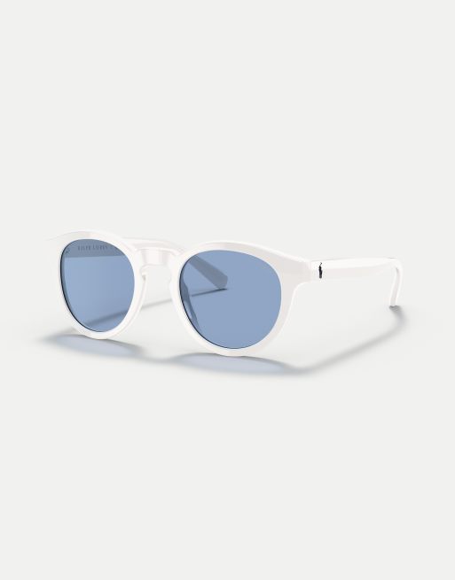 Gafas de sol blanco brillante con lentes azules Ph4184 Phantos de Polo Ralph Lauren 
