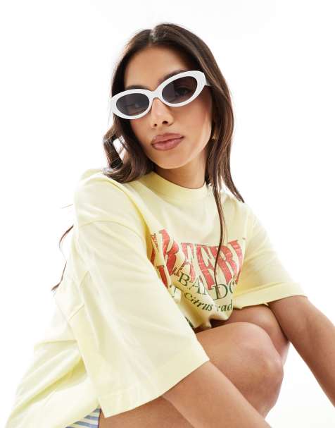 Gafas de sol blanco brillante con montura ovalada de ASOS DESIGN - view 1
