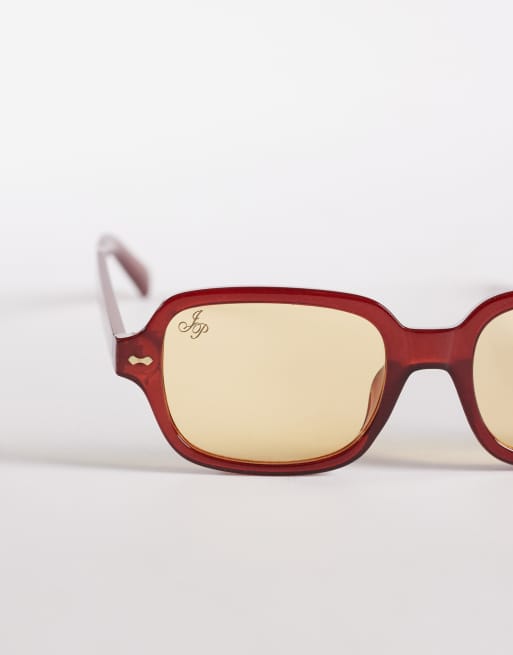 Gafas de sol burdeos cuadradas con lentes amarillas de Jeepers Peepers, 2 de 3