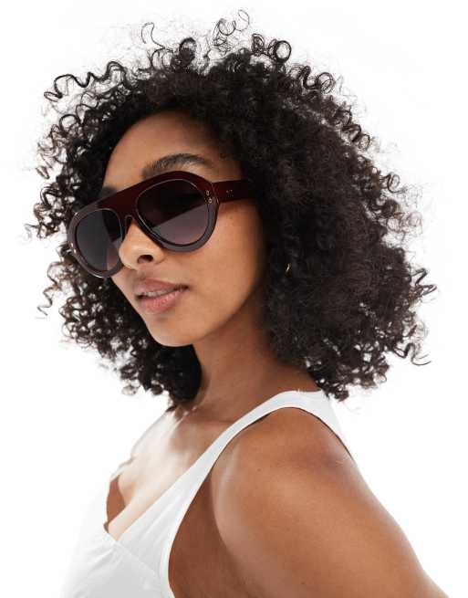 Gafas de sol burdeos de estilo aviador con montura gruesa de ASOS DESIGN, 2 de 3