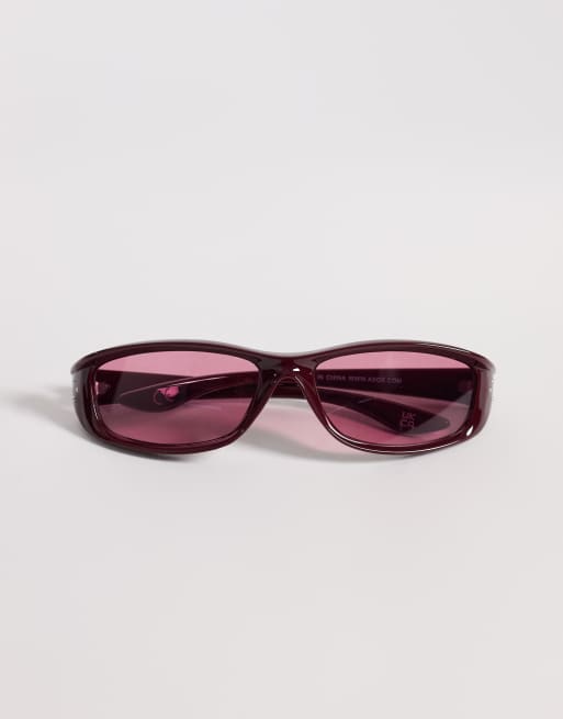 Gafas de sol burdeos redondeadas con diseño envolvente de ASOS DESIGN, 3 de 3