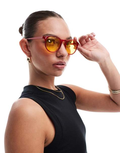 Gafas de sol burdeos redondeadas con lentes amarillas Grad School de AJ Morgan - view 1