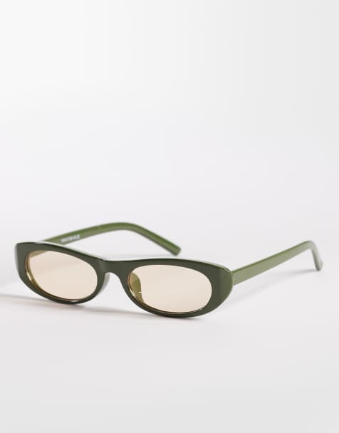 Gafas de sol caquis con montura estrecha ovalada y lentes color tostado exclusivas de Kaiia - view 1
