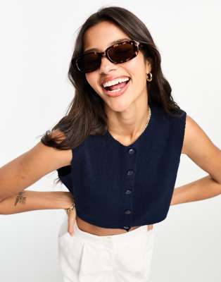 Gafas de sol carey claro con montura rectangular gruesa de SVNX