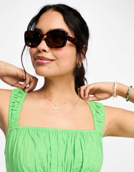 Gafas de sol carey con montura cuadrada gruesa de AJ Morgan