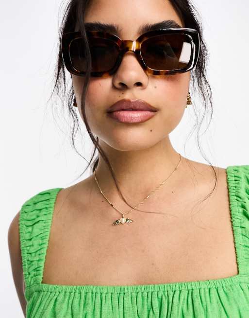 Gafas de sol carey con montura cuadrada gruesa de AJ Morgan, 2 de 4