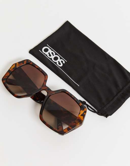 Gafas de sol carey extragrandes con montura hexagonal estilo años 70 de ASOS DESIGN, 4 de 4