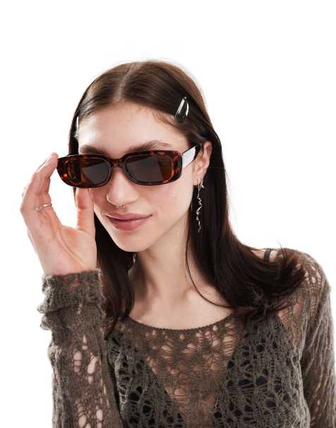 Gafas de sol carey marrón con montura pequeña rectangular de Monki - view 1