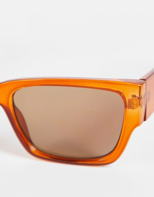 Gafas de sol color caramelo con montura gruesa cuadrada de Vero Moda, 4 de 4