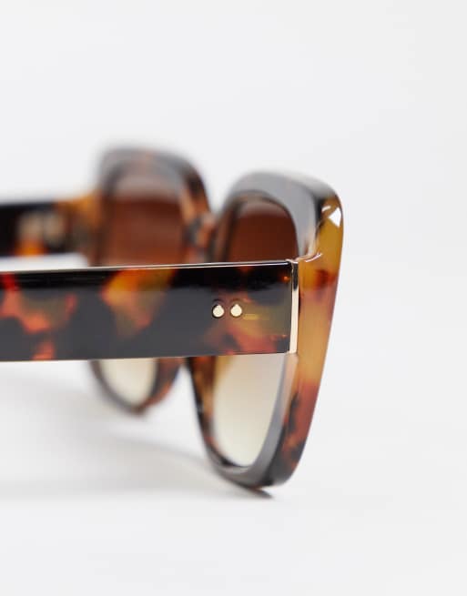 Gafas de sol con montura cuadrada y patillas anchas de efecto carey de  Pieces, ASOS