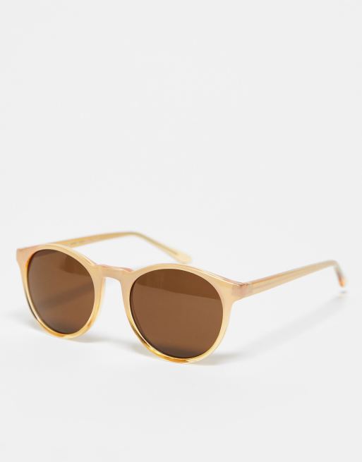 Gafas de sol color champán redondas de estilo retro Grad School de AJ Morgan