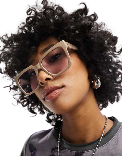 Sunglasses Gafas Sin Graduar Stradivarius Gafas De Sol Color Crema