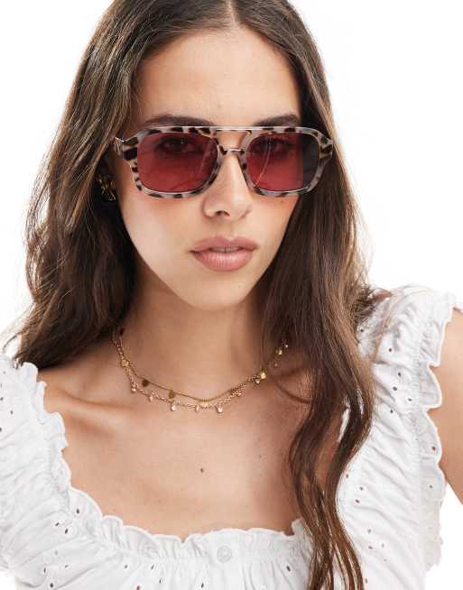 Gafas de sol color galleta efecto carey de estilo aviador con lentes rosas Aquarius de AIRE