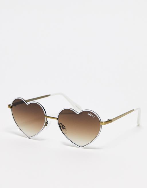 Gafas de sol color hueso en forma de coraz n para festivales