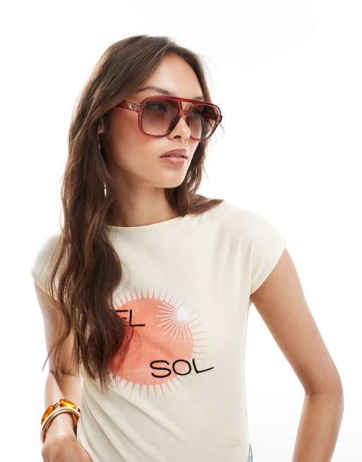 Gafas de sol color melocotón cristalino de estilo aviador Whirlpool de AIRE