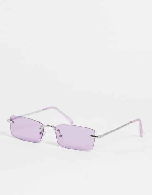 Gafas de sol con montura al aire en violeta de New Look