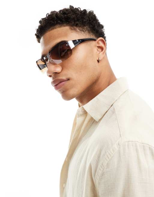 Gafas de sol con montura al aire y lentes color ámbar de ASOS DESIGN, 3 de 4