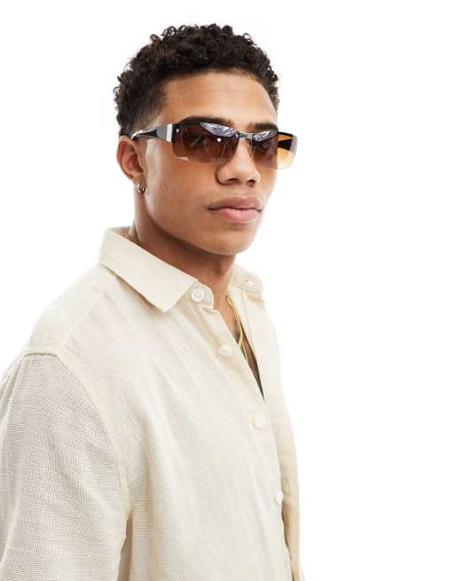 Gafas de sol con montura al aire y lentes color ámbar de ASOS DESIGN, 4 de 4