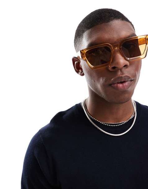 Gafas de sol con montura cuadrada en marrón de Jack & Jones - view 1